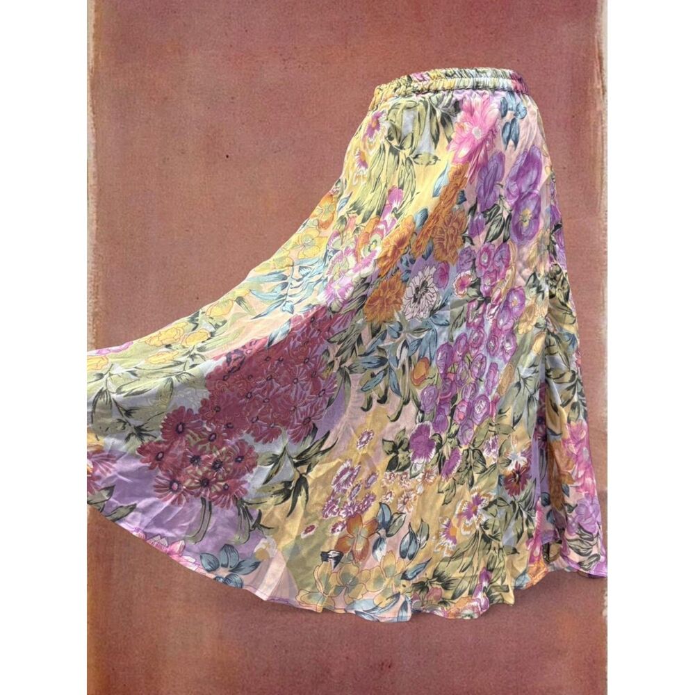 Vintage Y2K Boho Festival Cottagecore Feminine Reversible Floral Maxi Skirt